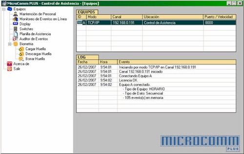 MicroComm Programa de configuración, descarga y gestión de la información